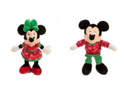 Disney Plush Toys Christmas Mickey Mouse and Minnie Mouse Red and Green