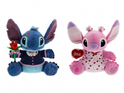 Green and Pink Valentine Day Stitch and Angel Disney Plush toys Super Soft Material