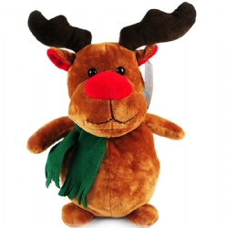 Big Christmas Plush Toys Moose / Reindeer Stuffed Animals With Ribbon