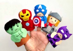 Fashion Cartoon Plush Toys The Avengers Felt Finger Puppets , For Promotion Gifts and Premium