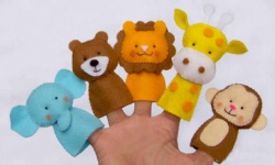 Funny Wild Animal Felt Finger Puppets , Cute Monkey Finger Puppets